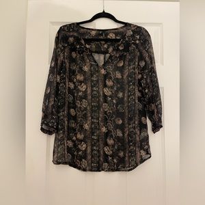 LIKE NEW MAURICE’S PAISLEY FLORAL 3/4 SLEEVE SHEER TOP
